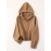 Women's Casual Oversized Hooded Cardigan - Thickened Winter Sweater with Double Zipper Front, Ribbed Cuffs & Hem, Earthy Brown, Medium Stretch for Fall & Winter Layering