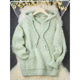 Women'S Casual Hooded Sweater with Adjustable Drawstring Hood - Soft Tie-Dye Pullover, Relaxed Fit Long Sleeve All-Season Comfort for Casual Attire, Hooded Sweatshirt, Comfortable Pullover, Durable Comfort Wear