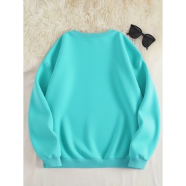 Women's Floral Print Crew Neck Sweatshirt - Pink with Multicolor Flower Design, All-Season Casual Pullover, Soft Machine-Washable Fabric, Cozy Everyday Sweater for Women (No Dry Clean)