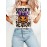Women's Halloween Spooky Season T-Shirt - Oversized Casual Short Sleeve Round Neck with Jack-O'-Lantern & Bats Print, Purple Bow Accent - Lightweight 100% for Fall Parties & Casual Attire - Machine Washable Year-Round Comfort