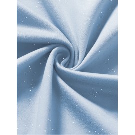 Women'S Sparkly Sequin Short Sleeve T-Shirt - Round Neck, Beige Casual Top for Spring/Summer, Glittery and Stylish, Perfect for Casual Attire