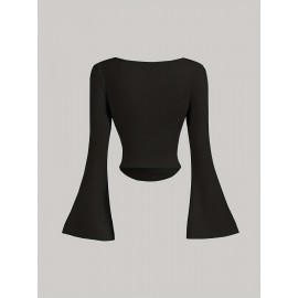 [3pcs Ruffle Blouses] 3pcs Women's Long Sleeve Ruffle Detail Blouses - Crew Neck Button-Up T-Shirts in Black, Burgundy & White | Fall/Winter Casual Wear | Glossy Texture